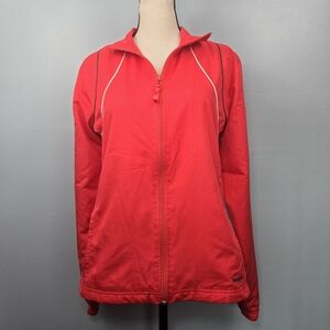 Reebok‎ Womens Size M Full Zip Red Windbreaker Track Jacket Athletic Performance